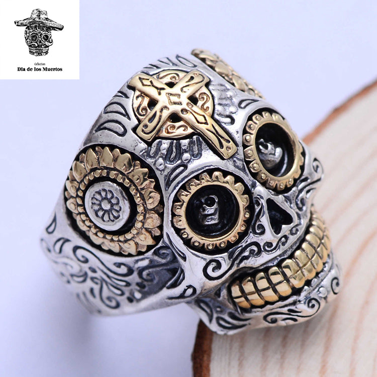 bague crane mexicain croix