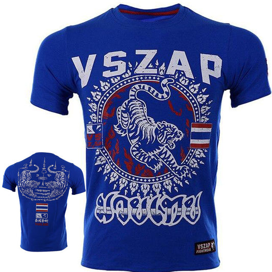 maillot de boxe tee shirt respirant tigre bleu