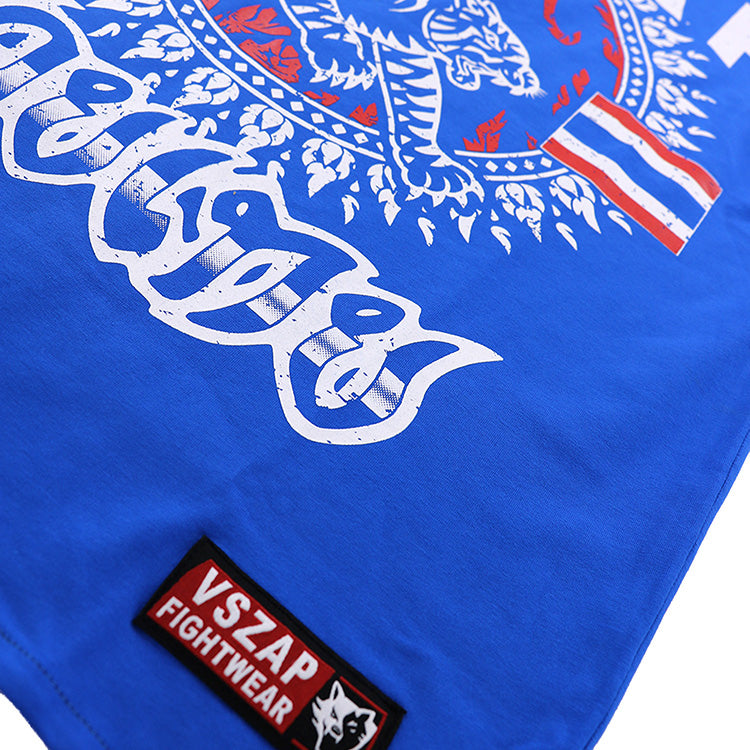 maillot de boxe tee shirt respirant tigre bleu