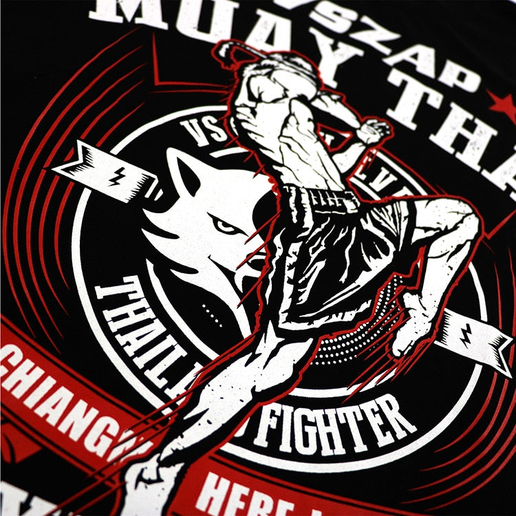 maillot boxe thai tee-shirt respirant noir boxeur