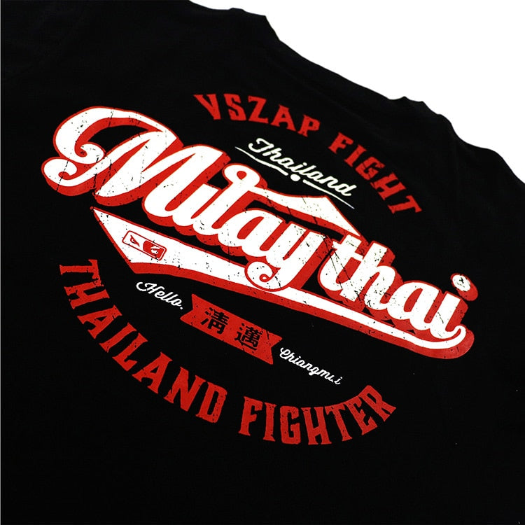 maillot boxe thai tee-shirt respirant noir boxeur