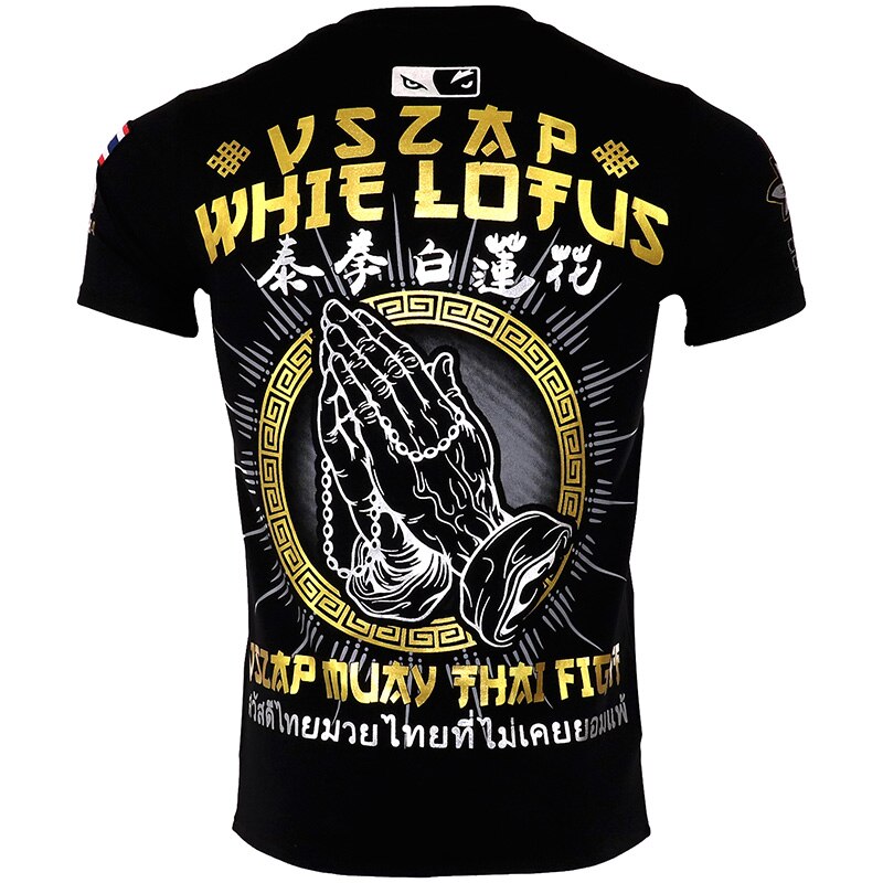 maillot boxe thai tee-shirt respirant noir priere