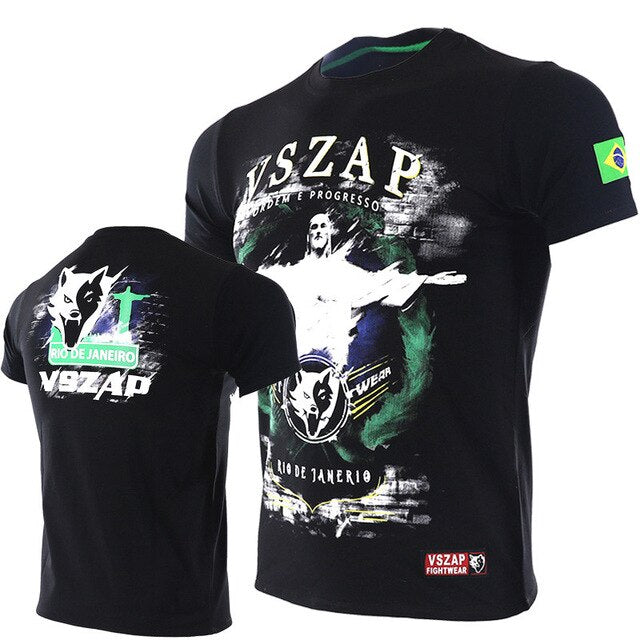 maillot mma tee shirt respirant noir jesus