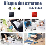 Mini disque dur externe SSD 8-16TB  USB 3.1 Type-C compatible pc / android / PS5