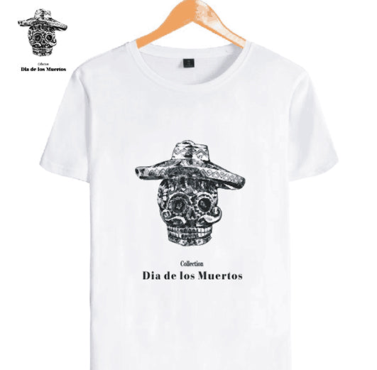 tee-shirt calavera blanc dia de los muertos