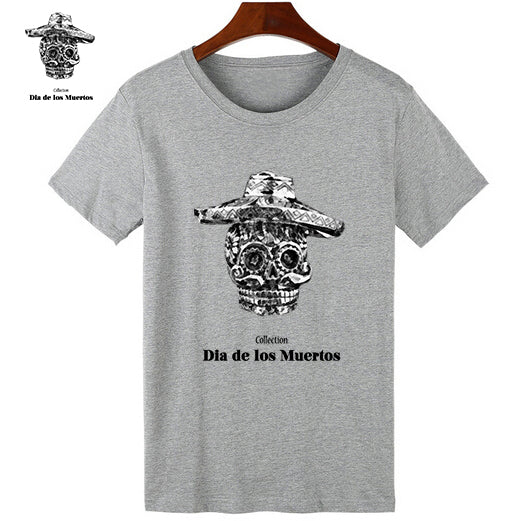 tee-shirt calavera gris dia de los muertos